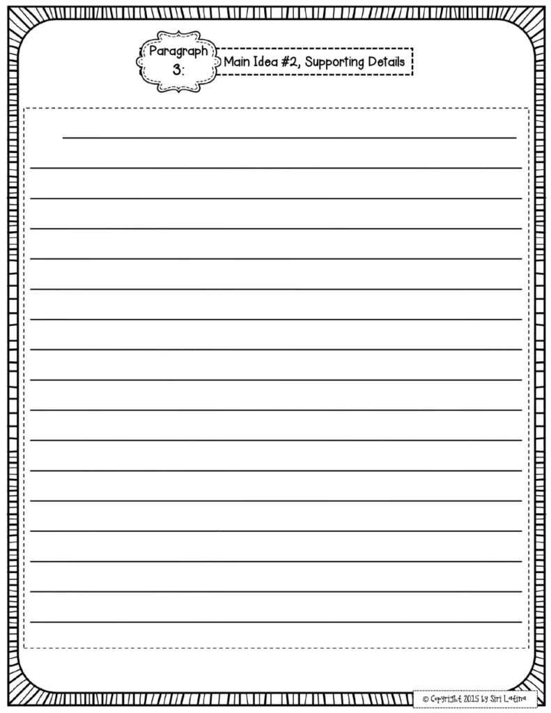 Blank lined paragraph worksheet with decorative border