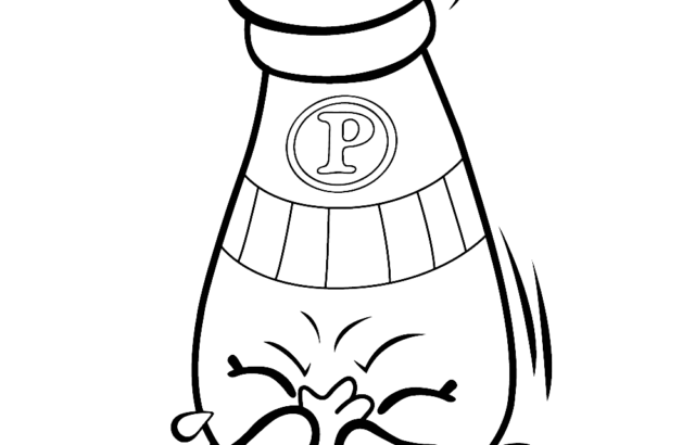 Black-and-white cartoon pepper shaker character with face