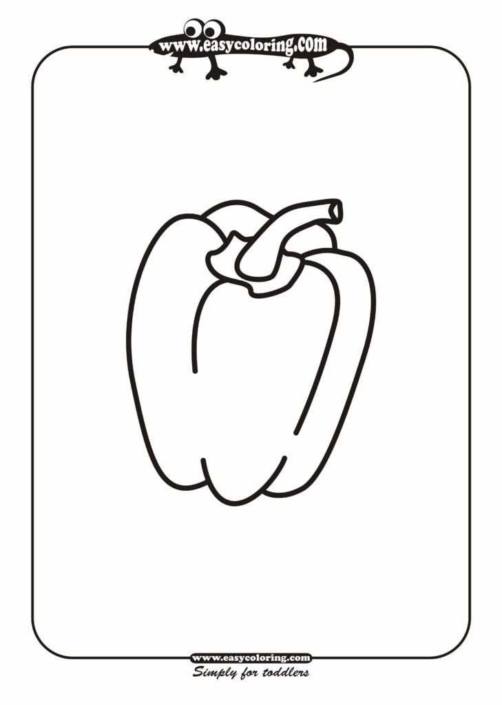 Line drawing of a bell pepper on a coloring page