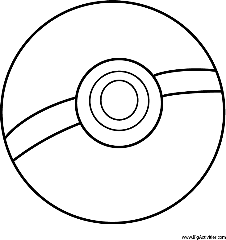 Outlined Poké Ball coloring page on white background