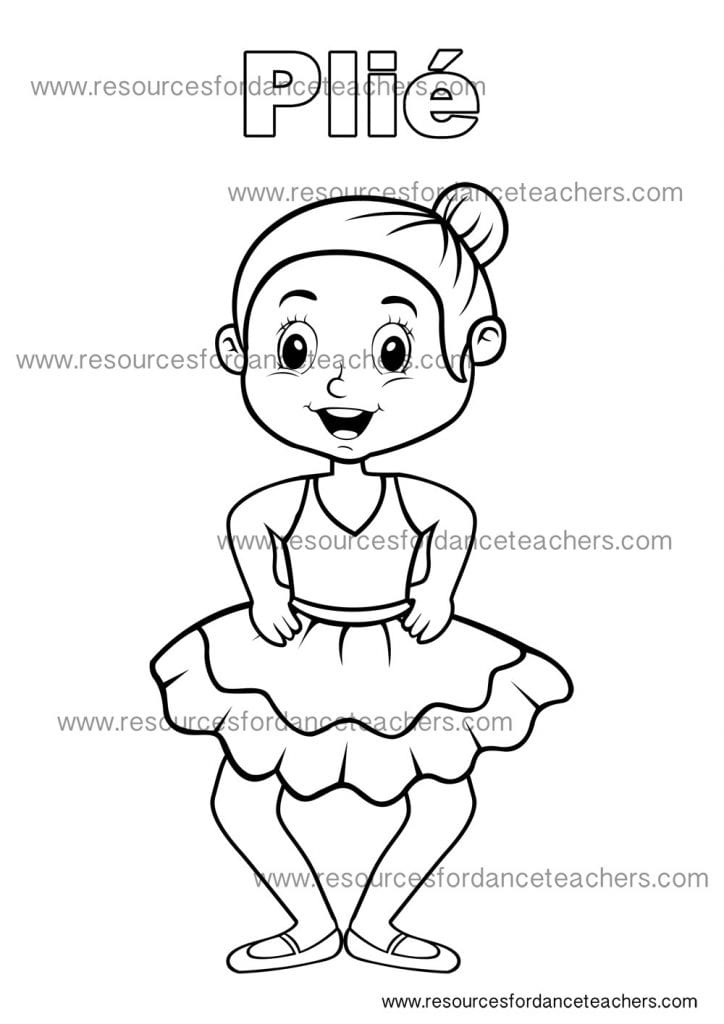 Cartoon ballet dancer girl in tutu, standing front view