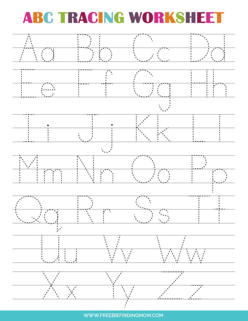 ABC tracing worksheet with dotted alphabet letters