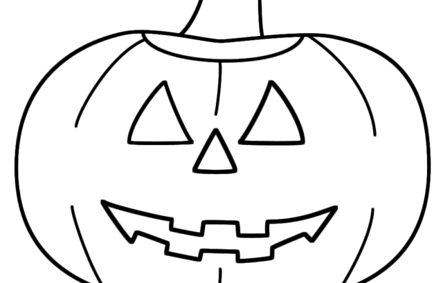 Simple jack-o'-lantern pumpkin line drawing on white background