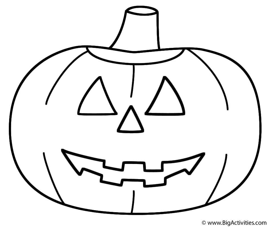 Simple jack-o'-lantern pumpkin line drawing on white background