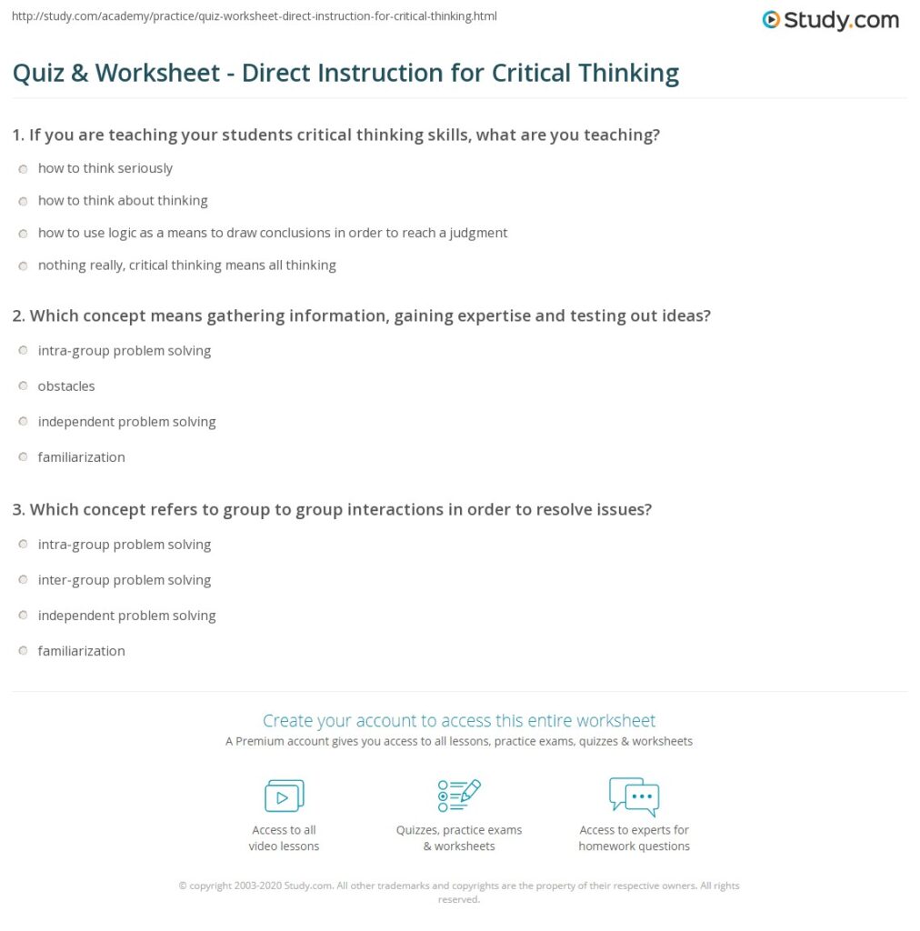 Study.com quiz worksheet webpage with multiple-choice questions and icons