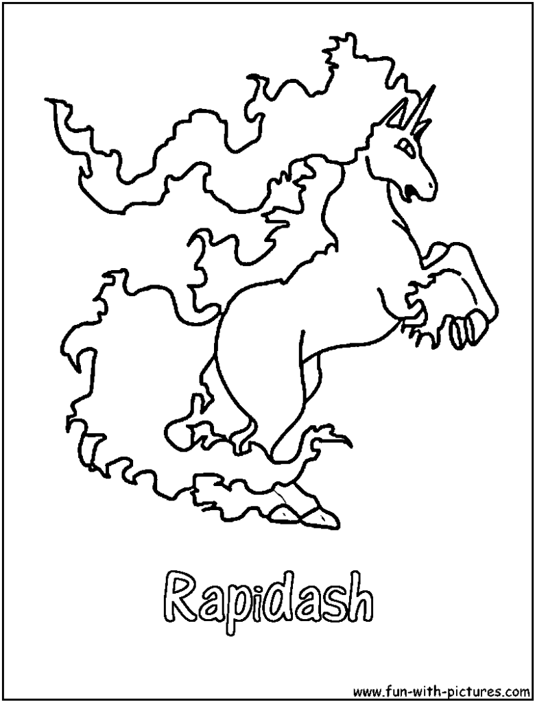 Outline drawing of a pony with “Rapidash” text below