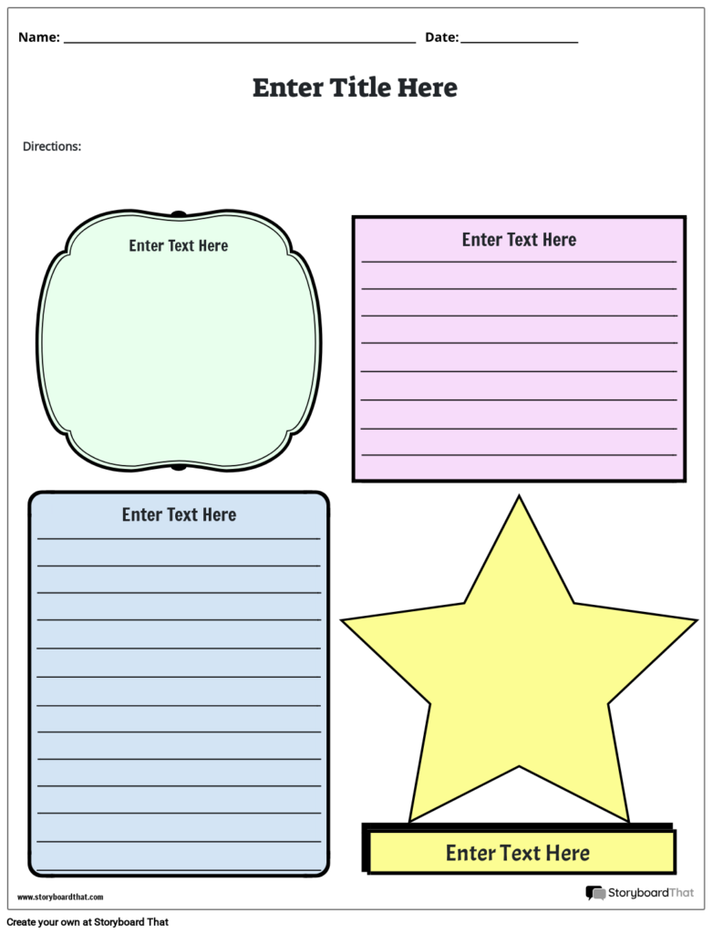 Blank printable worksheet template with shapes and lines