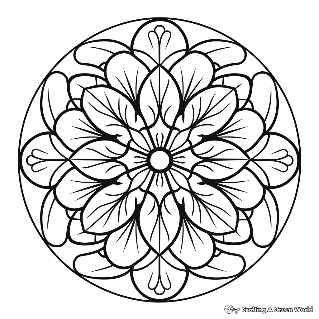 Black-and-white floral mandala inside a circle