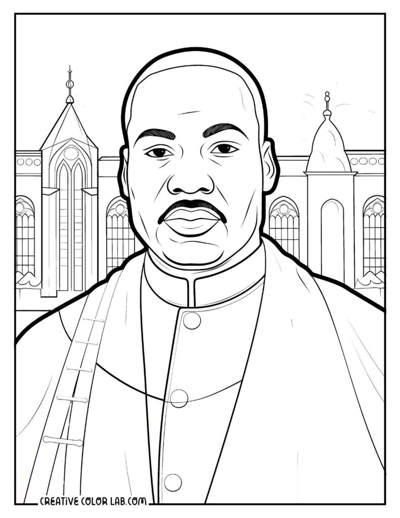 Black-and-white portrait of a man before a building facade