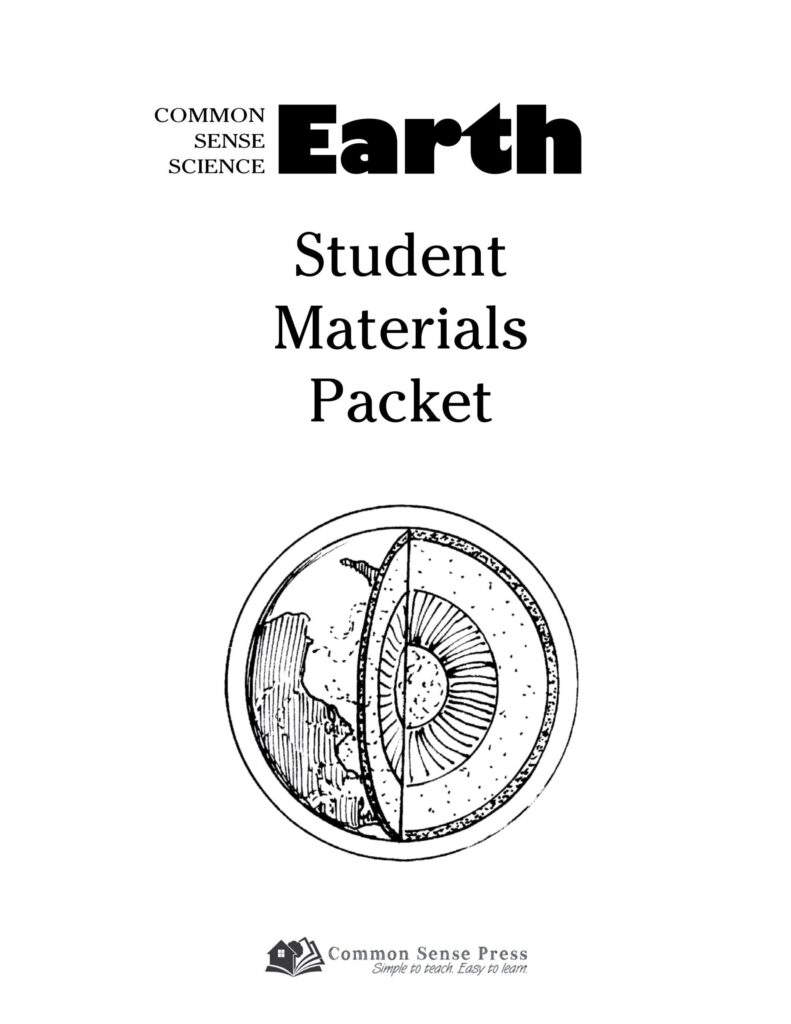 Earth science student materials packet cover page