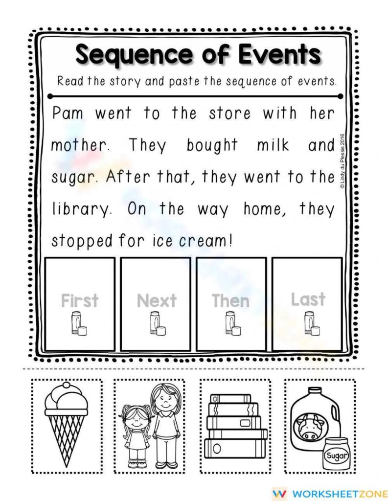 Sequence of events worksheet with story and pictures
