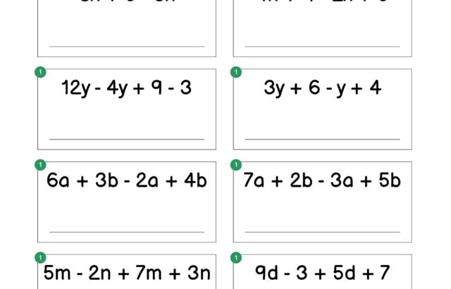 Algebraic expressions worksheet with multiple problems