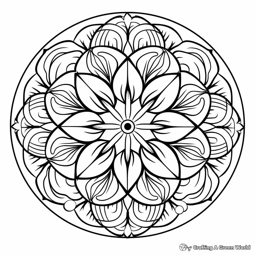 Black-and-white floral mandala with circular border