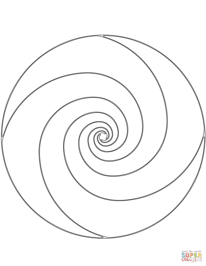 Black spiral line art on white background, centered
