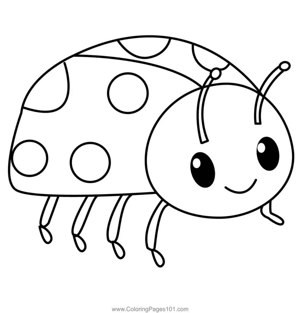 Cute cartoon ladybug coloring page outline