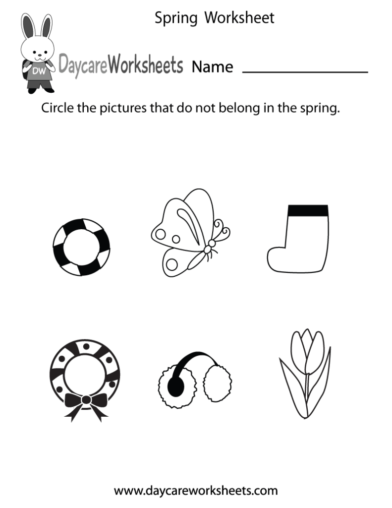 Spring worksheet with pictures to circle in spring