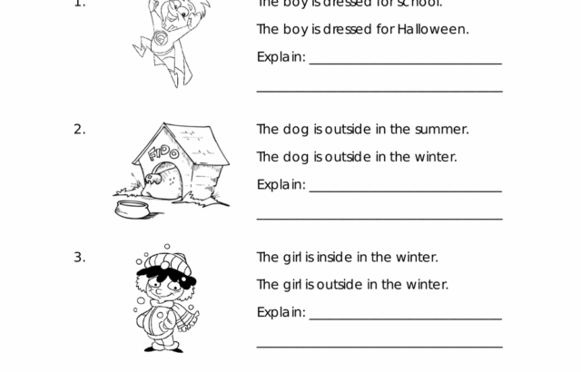 Making Inferences worksheet with four cartoon prompts