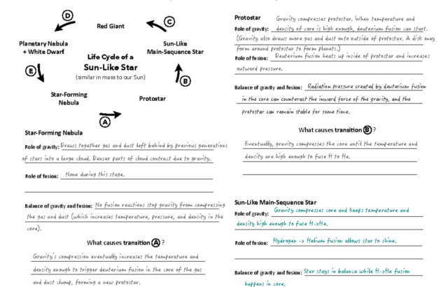 Star life cycle worksheet answer key diagram