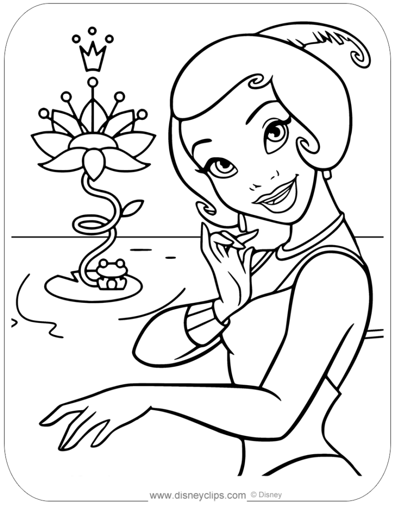 Princess beside lotus flower and small frog pond