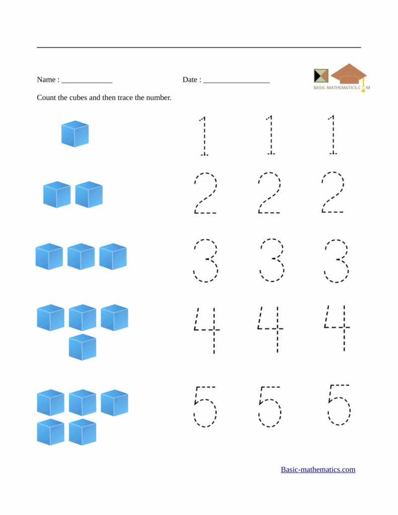 Name and Date fields with cubes to count on page.