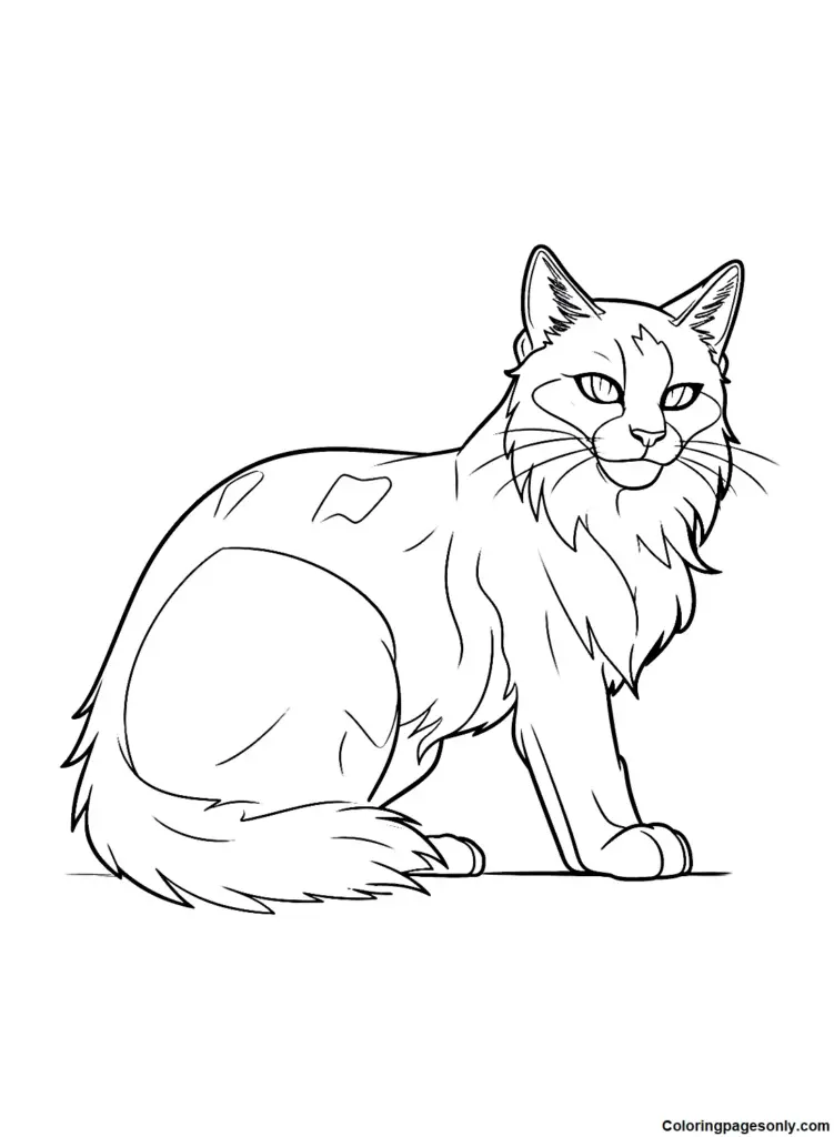 Line drawing of a sitting cat on white background